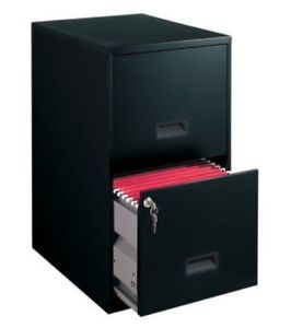 Steel File Cabinet 2 Drawer , Home Office Filing Storage w/ Lock - Black