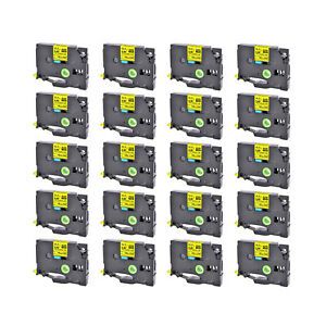 20PK Black on Yellow Fits Brother HSe-631 HSe631 11.7mm Heat Shrink Tube