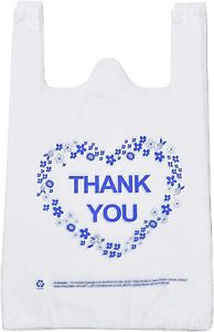 Thank You T Shirt Carry Out Bags Plastic Grocery Bags White Sturdy Handled