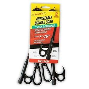 Bungee Cord with - 7-70” Length - Heavy Duty - Adjustable &amp; Hook and Carabiner
