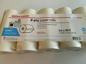 Office Depot® 2-Ply Paper Rolls, 3&#034; x 85&#039;, Canary/White, Pack Of 10 Item #109275