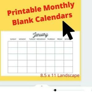 Printable Calendar Blank Minimalist Landscape Simple Downloadable You Print
