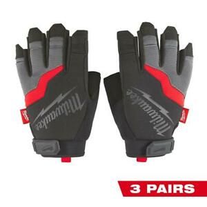 Milwaukee Fingerless Work Gloves Outdoor Work Medium 3 Pack Polyester Black
