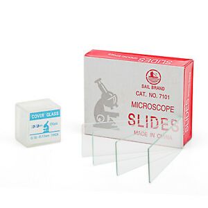 SWIFT 50Pcs Pre-cleaned Blank Glass Microscope Slides w/ 100Pcs Coverslips