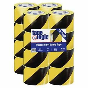 Tape Logic 16 Pack 3 Inch x 36 Yards Multipurpose Striped Vinyl Safety Tape B...