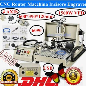 4Axis USB Router Engraver 6040 1.5KW 3D Engraving Drill Mill Machine Metal USA