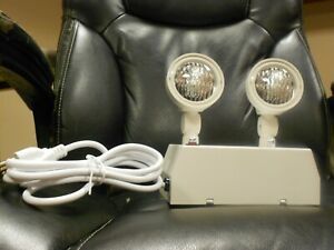 120/277V Incandescen Emergency Light, White Plastic, Sealed Lead Acid Battery