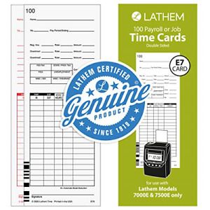 300 Lathem Universal Payroll/Job Time Cards Double-Sided  Lathem 7000E / 7500E
