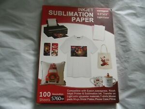 100 Sheets Sublimation Paper 8.5X11 For Inkjet Printer/ Epson,Sawagrass,Ricoh
