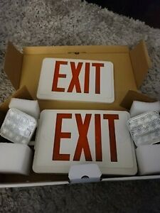 Red LED Exit Sign &amp; Emergency Light – Dual LED Lamp UL-94 Fire Resistance light