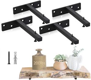 ChasBete 6in Floating Shelf Brackets, Metal Floating Shelf Hardware, Heavy Duty
