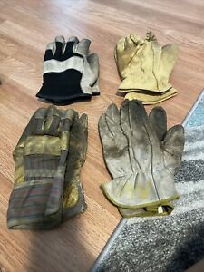 Used Trashed Leather Work Gloves Various Sizes