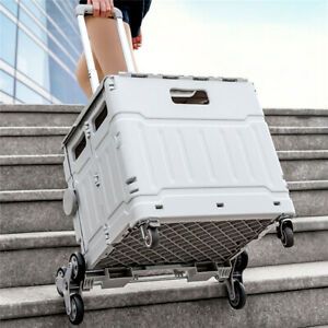 Folding Shopping Cart Portable Hand Utility Cart 8 Wheels Rolling w/ Hanging lid