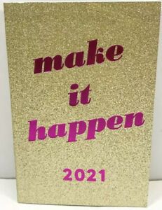 2021 WEEKLY Pocket Planner Calendar Make It Happen Gold Pink Glitter 4x6