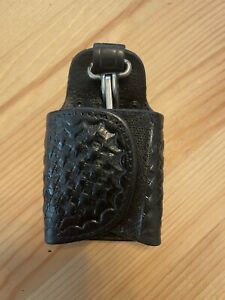 JS Leather Silent Key Holder - Basket Weave - Metal Clip - Black
