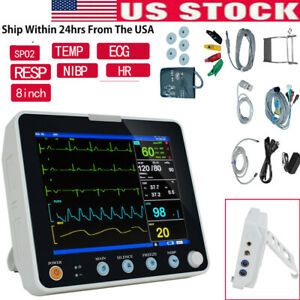 Portable 8&#034;Medical Patient Monitor Vital Signs ICU ECG NIBP RESP TEMP SPO2 HR F