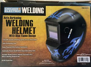 Chicago Electric Welding Helmet Blue Flame 61610 Auto-Darkening Lens Mask (NEW)