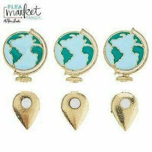 Globe &amp; Geotag Push Pins Thumb Tack Decorative Teacher Planner Supply Novelty