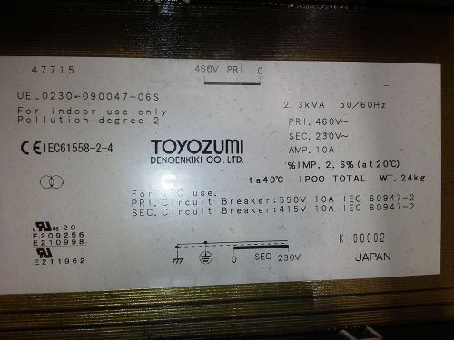Transformer toyozumi 2.3kva uel0230-090047-06s for sale