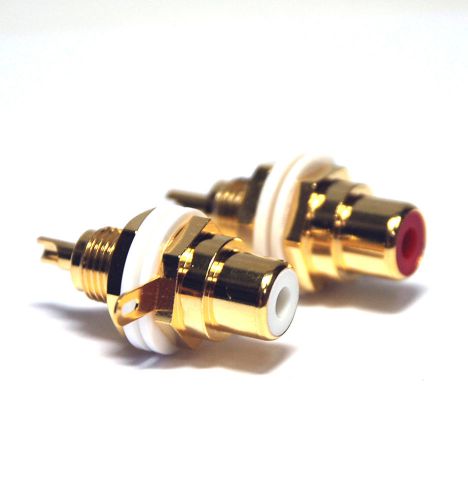 10 pair RCA Jack Female Socket Audio grade Gold plated Color=Red + White #1003