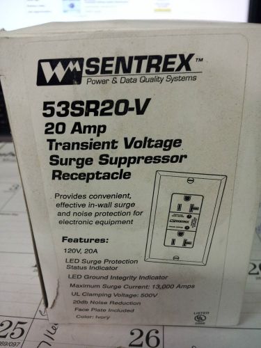 SENTREX 53SR20-V NIB 20 AMP TRANSIENT VOLTAGE SURGE SUPPRESSOR RECEPTACLE #B56