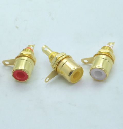 120pcs gold plated 3 color rca socket chassis panel mount for tv audio video for sale
