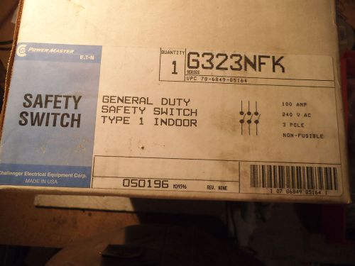 EATON Power Master G323NFK 100 Amp 3 POLE 240 V Non-Fusible SAFETY SWITCH- NEW