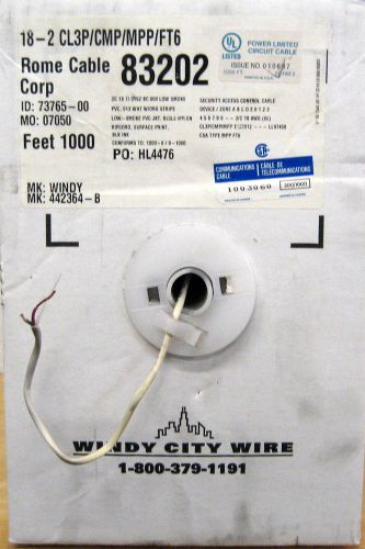 Security/burglar alarm cable - plenum 1000 ft. #18 str. non-shielded cl3p 2/c for sale