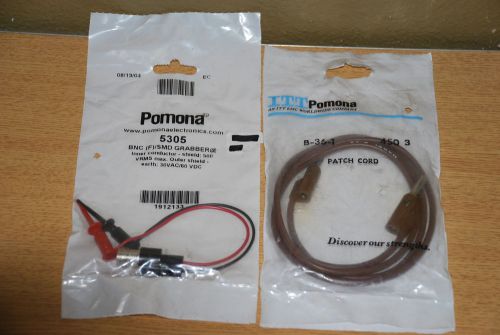 LOT OF POMONA 5305 BNC (F) TO SMD GRABBER &amp; POMONA B-36-1 PATCH CORD (S1-2-5)