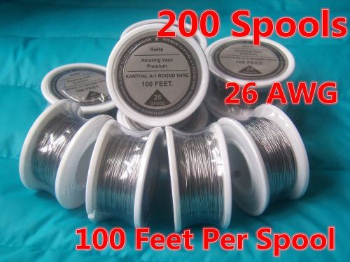 200 Spools x 100 feet Kanthal wire 26 Gauge AWG (0.40mm) A1 Round Resistance !