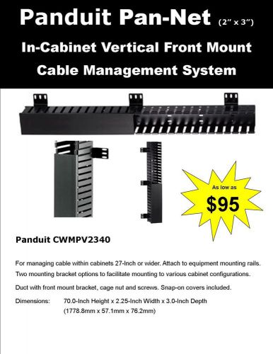 Cwmpv2340 panduit “in-cabinet” vertical cable manager wire manager 100+ in stock for sale