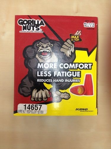 Gorilla Wire Nut Connectors Cushion Grip 100 Count Box Red/Yellow 14657