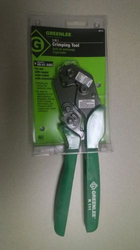 New greenlee 5 in 1 ratchet chrimping tool #8 - #1 awg model k111 for sale