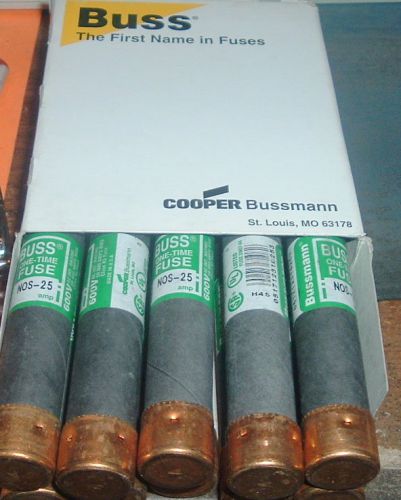 Buss nos 25 one time fuse 25 amps 600 volts (1 box of 10 each) for sale