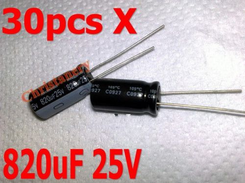 30pcs electrolytic capacitors 820uf 25v new radial 10x20mm for sale