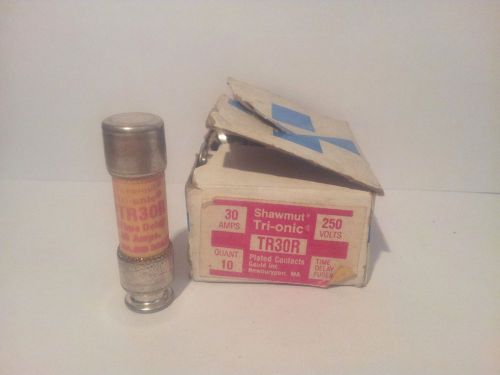 Gould shawmut tr30r fuse tri-onic 30 amps 250 volts plated nos 9 count for sale