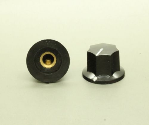10 x bakelite skirted control knob set screw type 23mmdx16mmh black 6mm shaft for sale