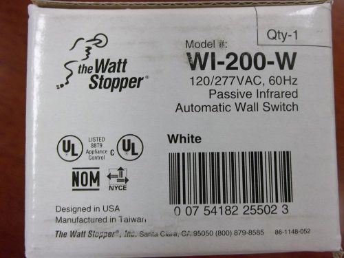 NEW Watt Stopper Passive Infrared Automatic Wall Switch WI-200-W 120/277VAC,60Hz