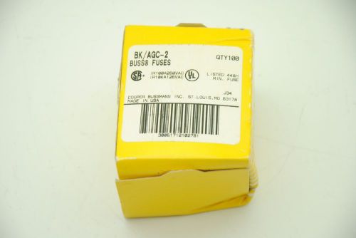 Cooper bussmann bk/agc-2, fast acting fuses, qty 100 for sale