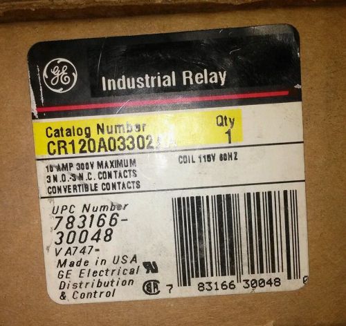 GENERAL ELECTRIC INDUSTRIAL RELAY CR120A03302AA *NEW IN BOX*