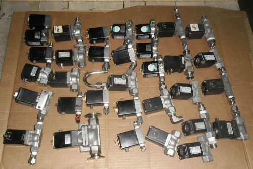 Lot of 33 Burkert 24VDC &amp; 12VDC Stainless Steel Solenoid Valves