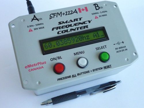 0.8999999hz to 2.4ghz+, portable/bench, emetrplus sfm+112a frequency counter for sale