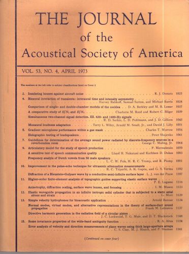 The Journal of Acoustical Society of America Vol.53 No.4, April 1973