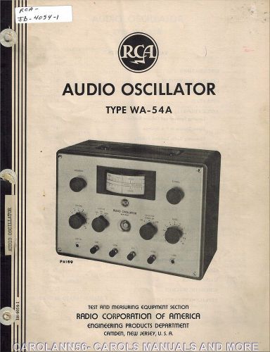 RCA Manual IB-4054-1 Audio Oscillator Type WA-54A