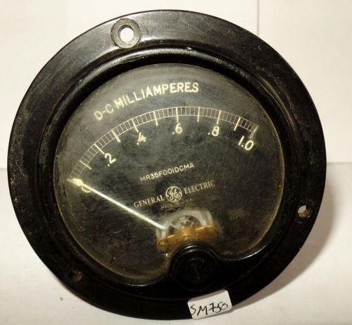 Vintage ge round panel milliampre dc meter 0-1 ma bias current ammeter amps for sale