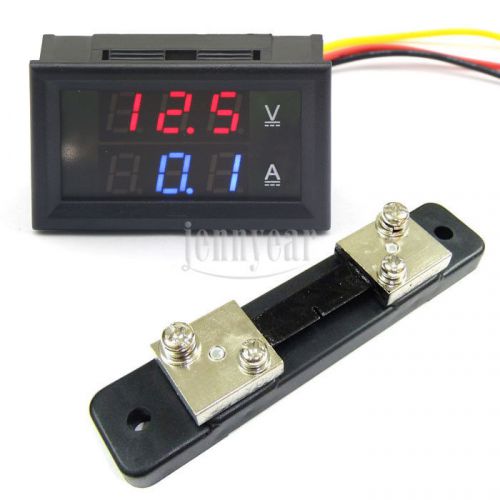 Digital dc 30v voltmeter 50a ammeter with shunt dual led volt amp panel meter for sale