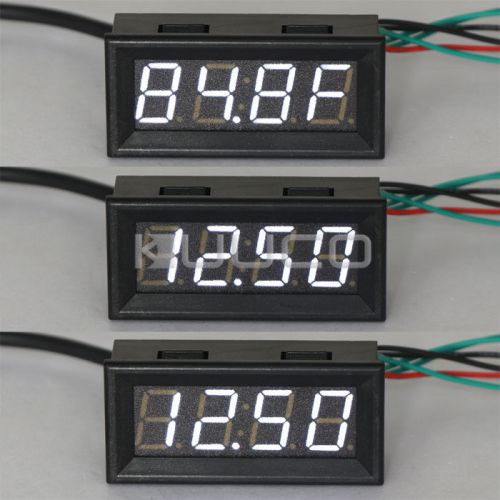 12V DC Car Digital Electric Clock °F Temperature Voltage Measure White LED Gauge