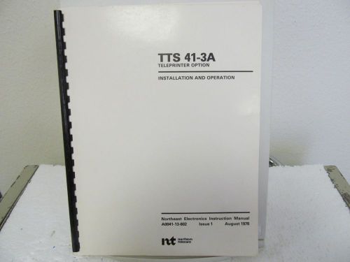 Northern Telecom (NE Electronics) TTS41-3A Teleprinter Option Operation Manual