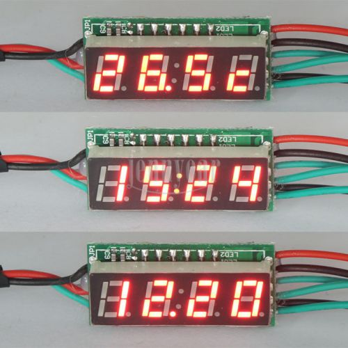 0.28&#034; Red DC 0-200V Volt Temperture Meter Digital Clock Thermometer Gauges