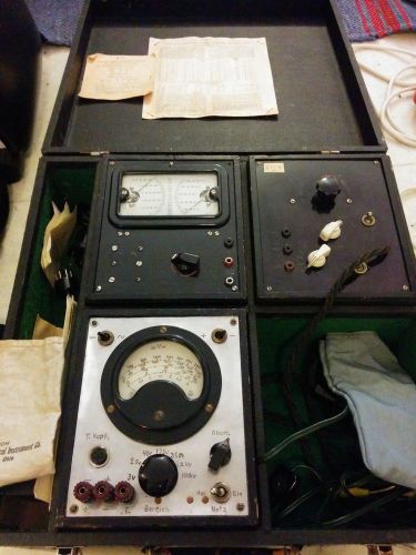 Triplett 1200 series case with 3 test instruments, 1930&#039;s vintage, Signal corps
